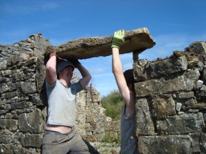 lintel comes down by stages