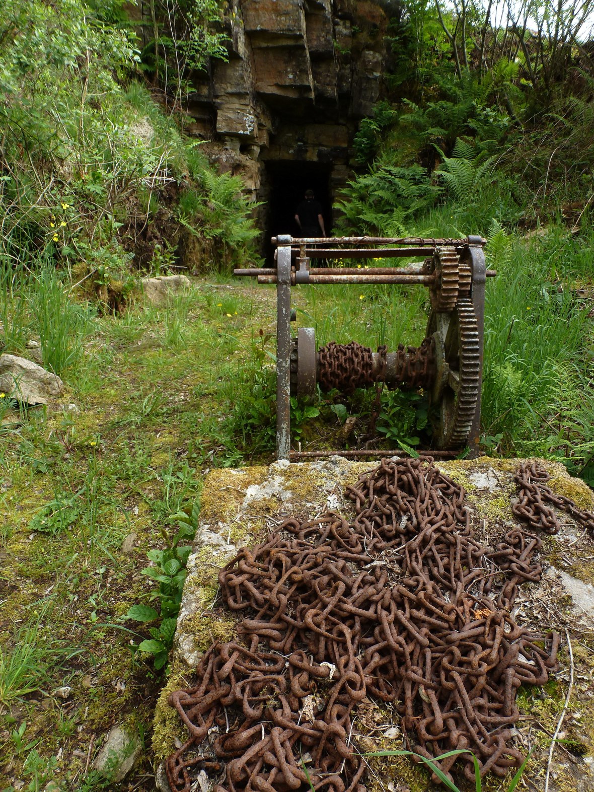mine entrance with winch
