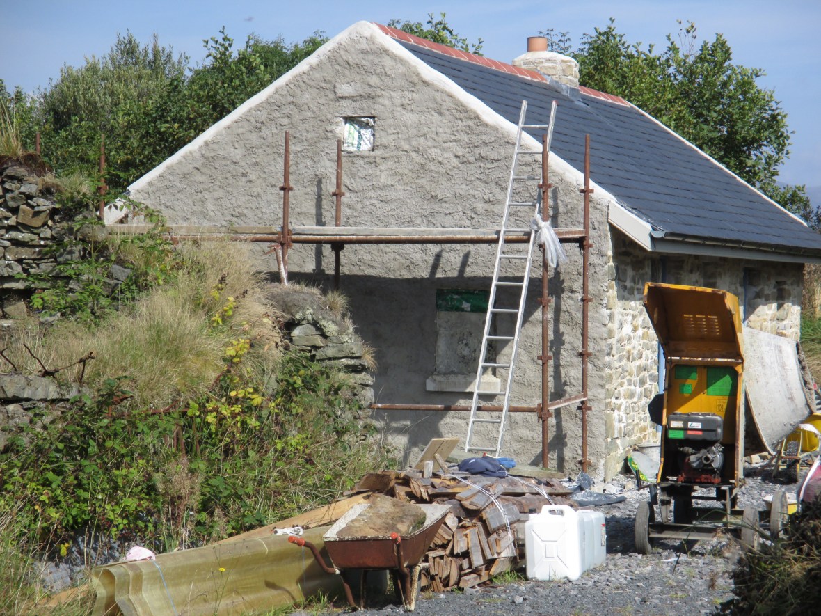 gable with scratch coat